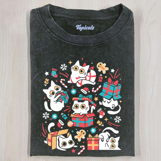 CHRISTMAS CAT PARTY T-SHIRT